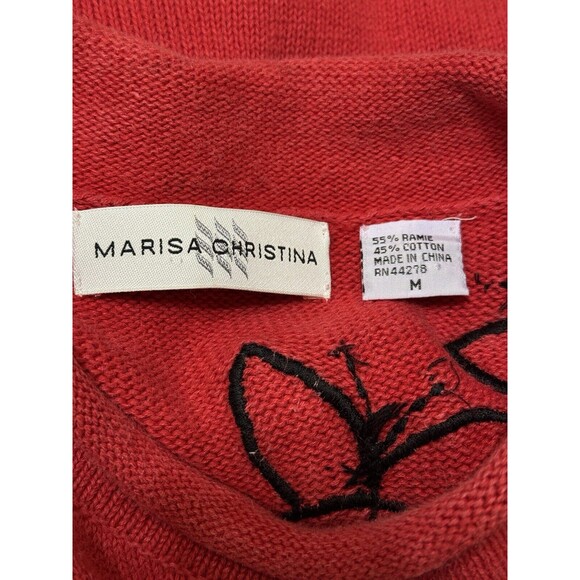 Y2K Beautiful Marisa Christina Sweater Vest Red with Butterfly Patch Detail M - Picture 3 of 5